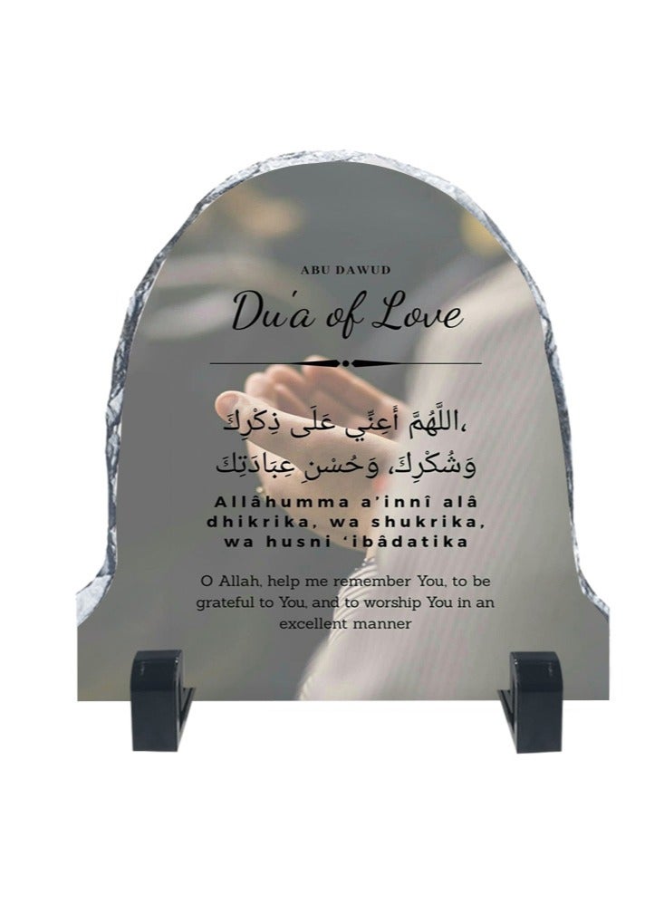 Protective Printed White Rock Shape Marble Photo Frame for Table Top Abu Dawud Dua Of Love