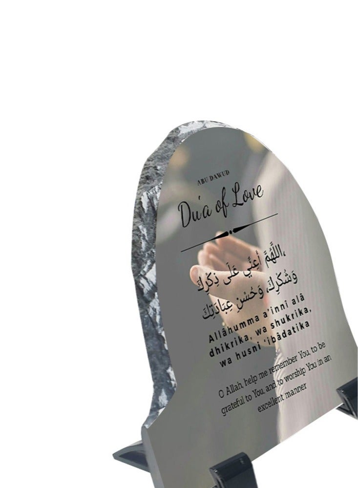 Protective Printed White Rock Shape Marble Photo Frame for Table Top Abu Dawud Dua Of Love