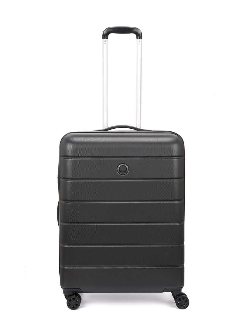 Delsey Lagos 3Piece SET 55+66+76cm Hardcase 4 Double Wheel Cabin & Check-In Luggage Trolley Black