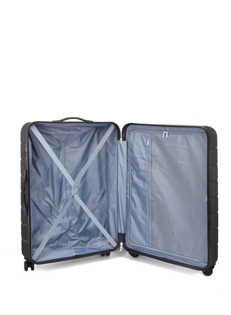 Delsey Lagos 3Piece SET 55+66+76cm Hardcase 4 Double Wheel Cabin & Check-In Luggage Trolley Black