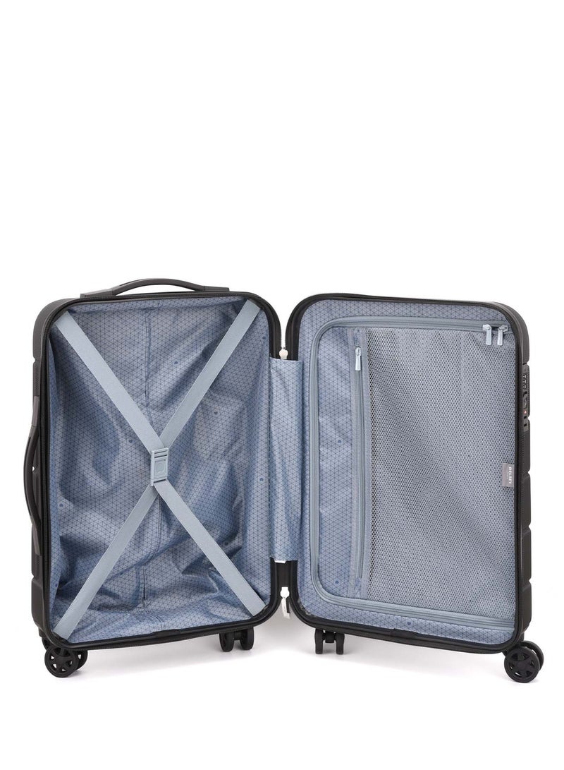 Delsey Lagos 3Piece SET 55+66+76cm Hardcase 4 Double Wheel Cabin & Check-In Luggage Trolley Black