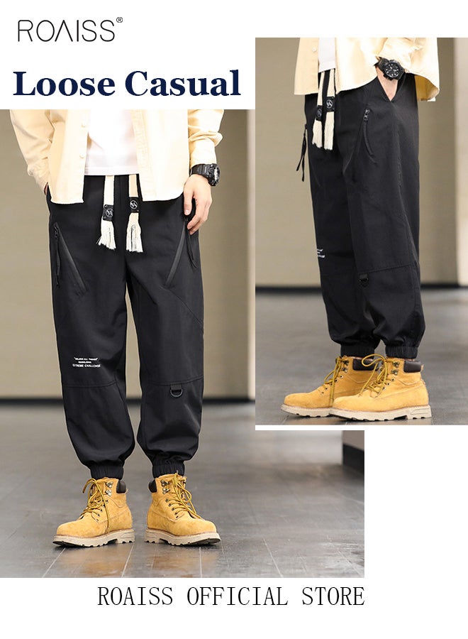 Men Cargo Pants Street Style Functional Streetwear Cargo Long Pants Men's Multi-Pocket Overalls Youth Loose Casual Beamed Foot Motorcycle Style Overalls