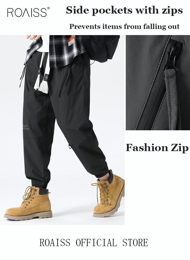 Men Cargo Pants Street Style Functional Streetwear Cargo Long Pants Men's Multi-Pocket Overalls Youth Loose Casual Beamed Foot Motorcycle Style Overalls
