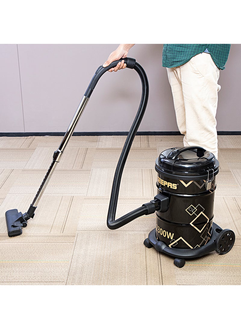 Drum Vacuum Cleaner With 25 L Dust Bag Capacity/Dry And Blow Function/Adjustable Suction Power And Multi-Filtration System/Dust Full Indicator & Perfect For Home, Apartments, Offices & Malls 2300 W GVC2598N Grey/Black