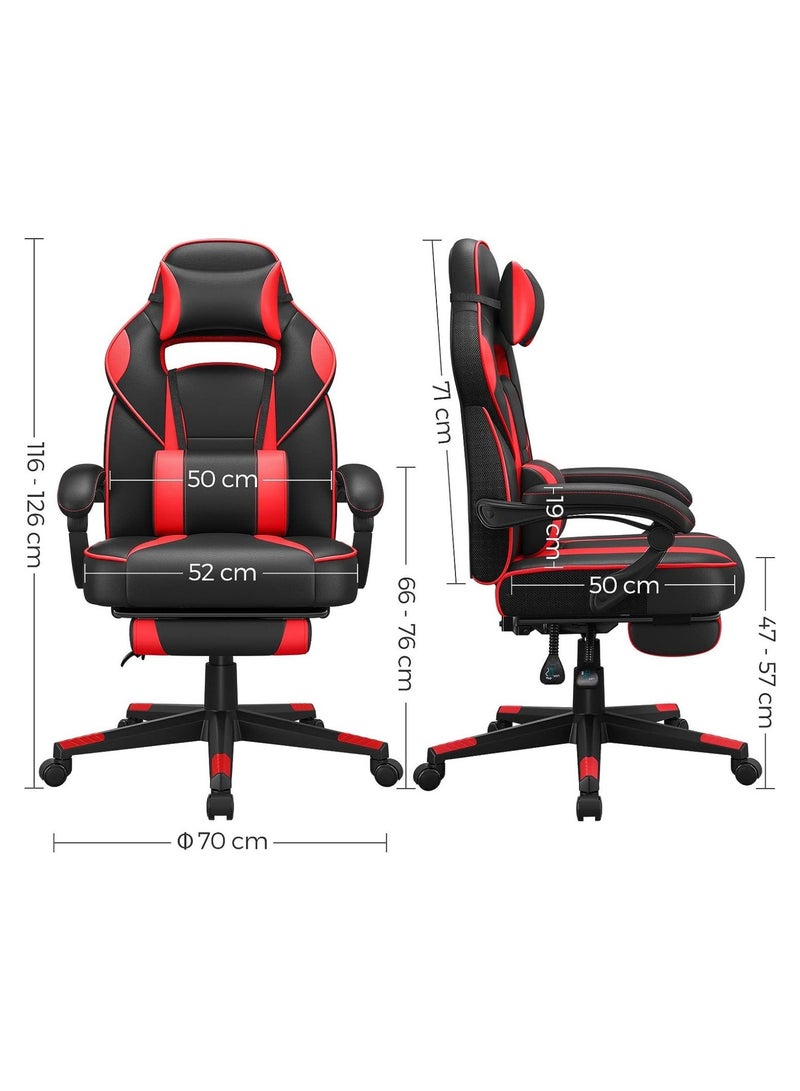 Modern Gaming Chair with Retractable Footrest, High Back, Reclining Function for Playstation, Height adjustible, Neck Lumbar Support Office, Gaming Station, Home, Study Room Black and Red Obg73Brv1