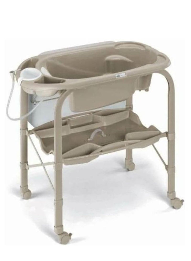 Changing Table - Beige  - Soft Changing Mat - From 0 - 6 Months Old Baby, With Storage, Made In Italy, Changing Diaper Station For Infant And Nursery, Foldable, Portable With 4 Wheels