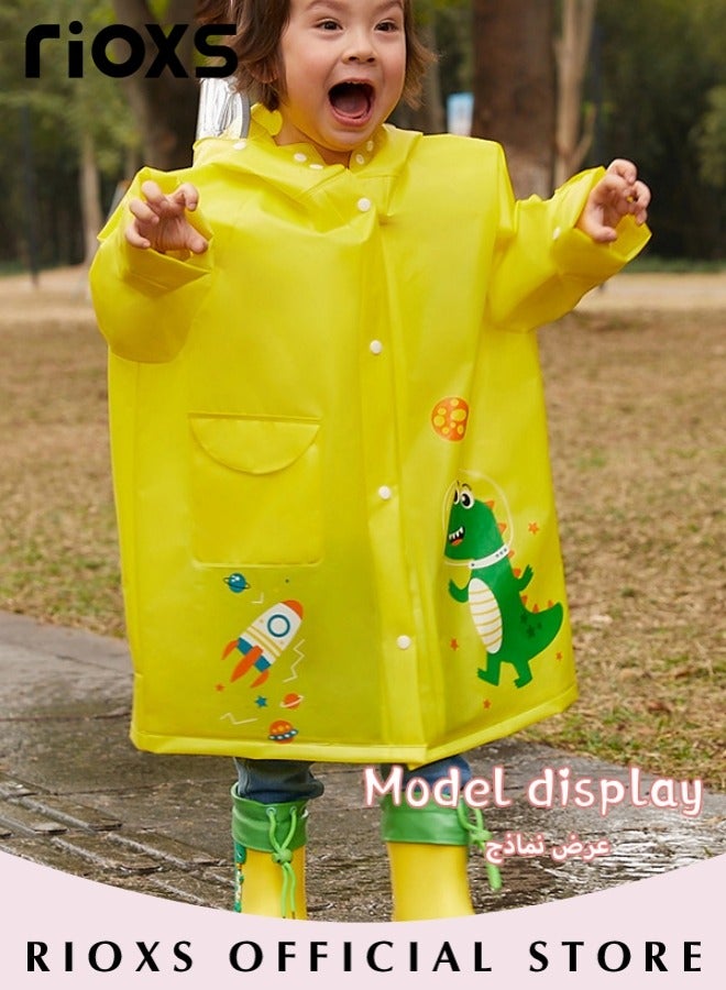 Kids Boys Girls Toddler Raincoat With School Bag Cover Long Cartoon Rainwear Rain Ponchos With Hoods Rain Jacket Cape Reusable For Outdoor Climbing Cycling Hiking Camping