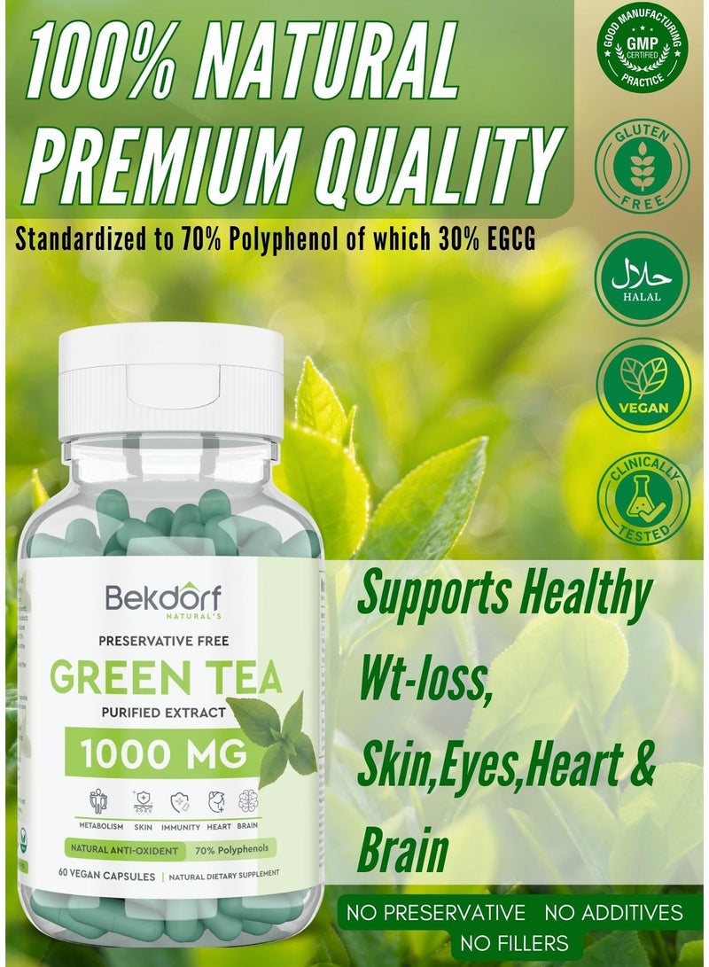 Green tea 1000 mg(Preservative Free)60 Capsules