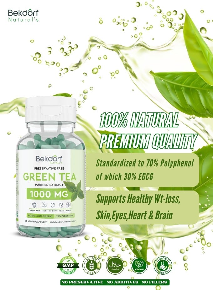 Green tea 1000 mg(Preservative Free)60 Capsules