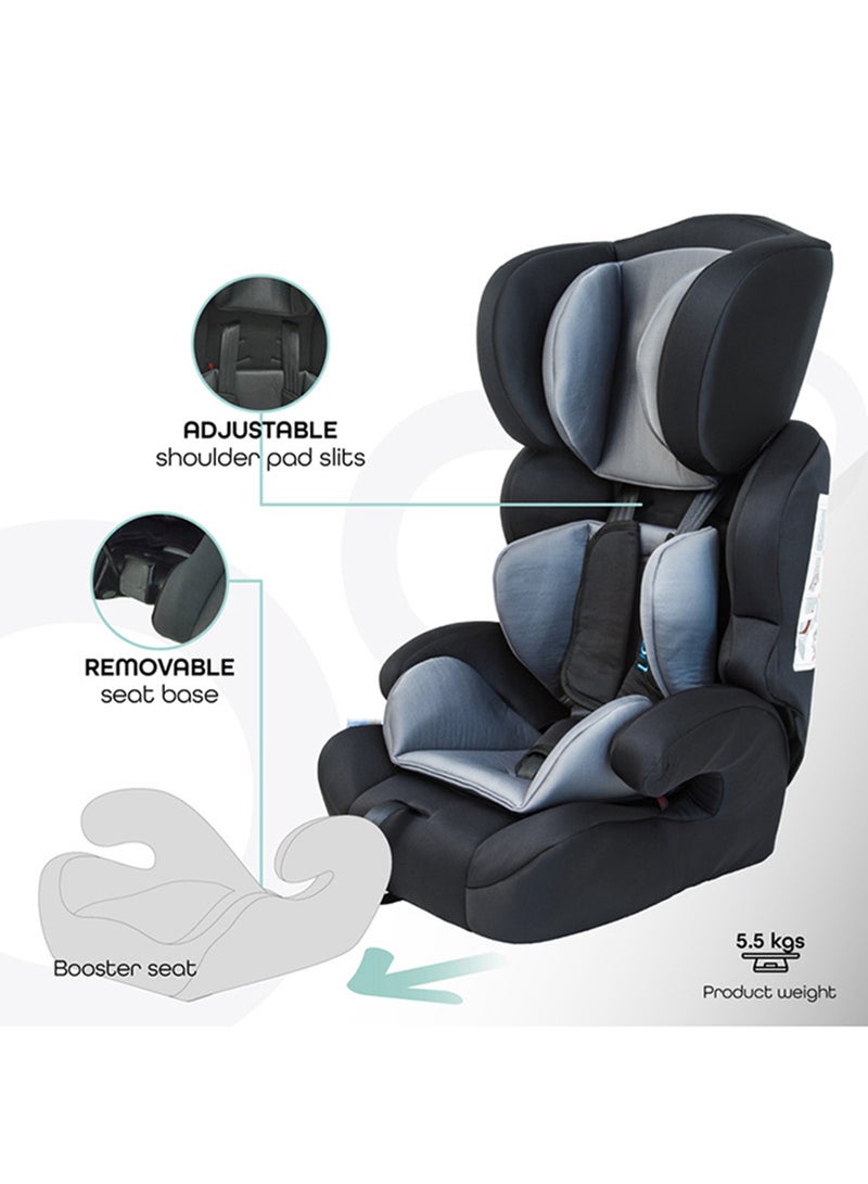 Moon Tolo Baby Car Seat Grey 9m-11y - 3 Recline Positions, Side Impact Protection, Adjustable Harness