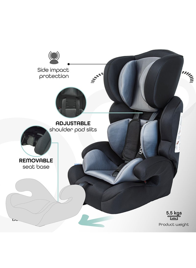 Moon Tolo Baby Car Seat Grey 9m-11y - 3 Recline Positions, Side Impact Protection, Adjustable Harness