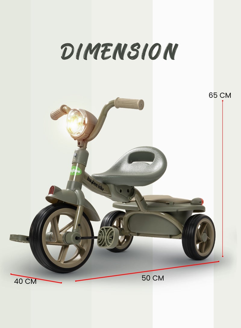 Flyer Tricycle for Kids Toddler Foldable Tricycle with Back Stroge & Head light for 2 to 5 Years Boys and Girls Kids Trike
