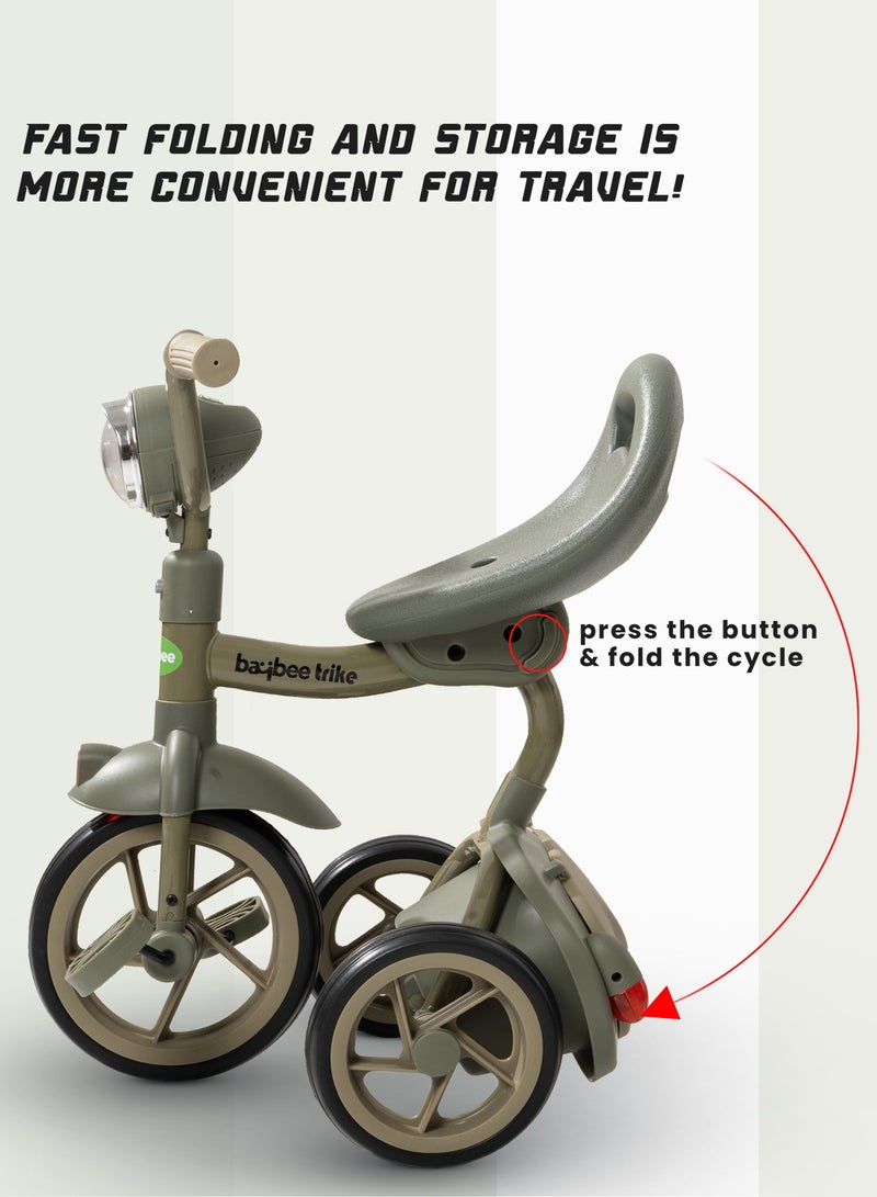 Flyer Tricycle for Kids Toddler Foldable Tricycle with Back Stroge & Head light for 2 to 5 Years Boys and Girls Kids Trike