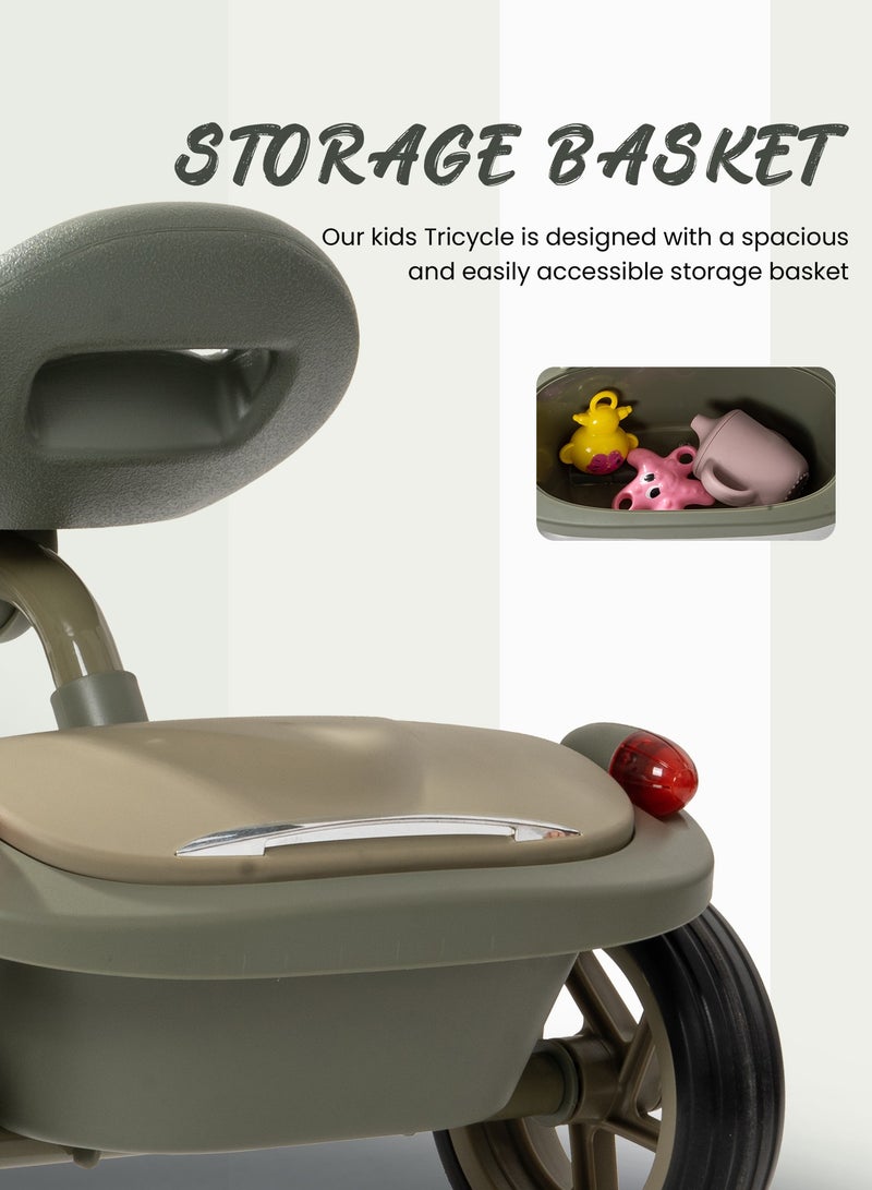 Flyer Tricycle for Kids Toddler Foldable Tricycle with Back Stroge & Head light for 2 to 5 Years Boys and Girls Kids Trike