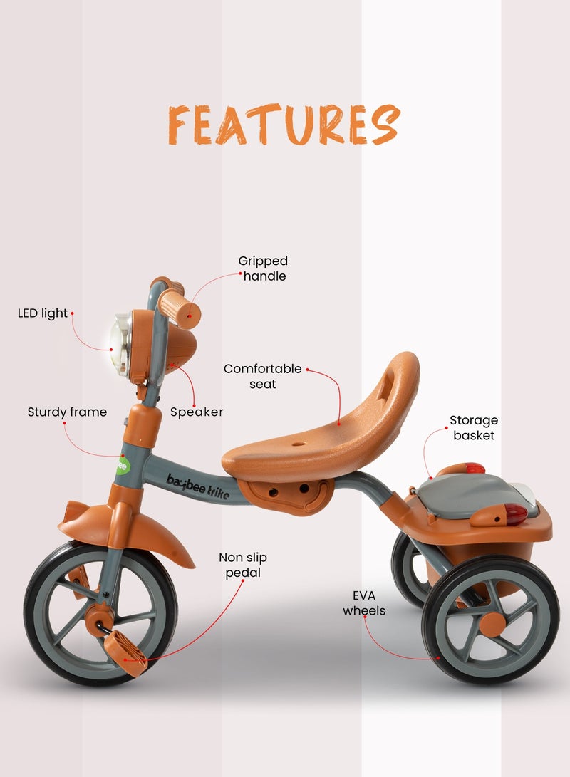 Flyer Tricycle for Kids Toddler Foldable Tricycle with Back Stroge & Head light for 2 to 5 Years Boys and Girls Kids Trike