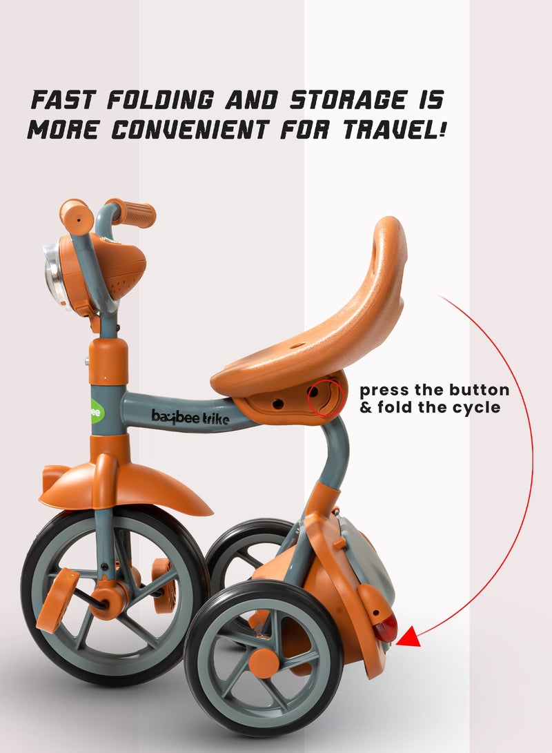 Flyer Tricycle for Kids Toddler Foldable Tricycle with Back Stroge & Head light for 2 to 5 Years Boys and Girls Kids Trike