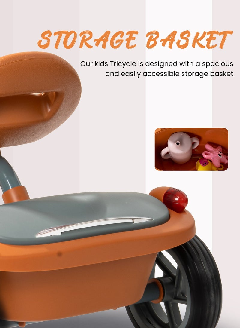 Flyer Tricycle for Kids Toddler Foldable Tricycle with Back Stroge & Head light for 2 to 5 Years Boys and Girls Kids Trike