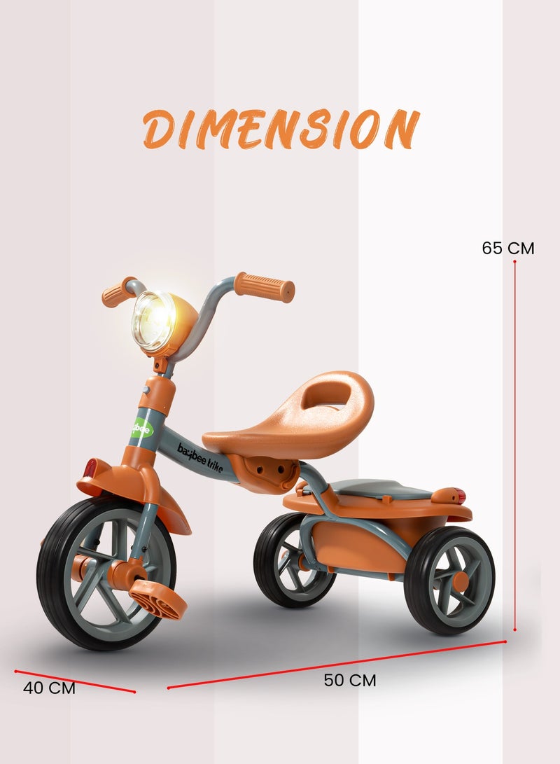 Flyer Tricycle for Kids Toddler Foldable Tricycle with Back Stroge & Head light for 2 to 5 Years Boys and Girls Kids Trike