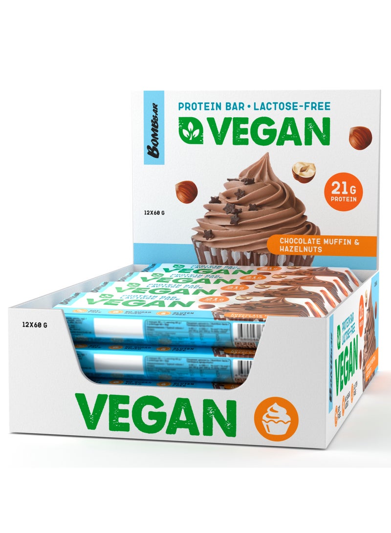 Vegan Protein Bar with Chocolate Muffin and Hazelnuts 12x60g
