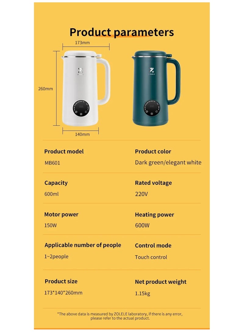 MB601 Multi-Funtional Juice Blender & Electric Kettle with 10 Stainless Steel Blades, 4 Blending Modes & 600ml and Capacity BPA-Free  - Green