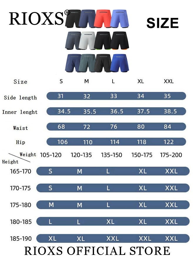 Men's 2-In-1 Athletic Running Shorts, Lightweight Sportwear Quick-Drying Shorts, Fitness Stretch Sports Shorts with Pocket, No Fading, No Deformation