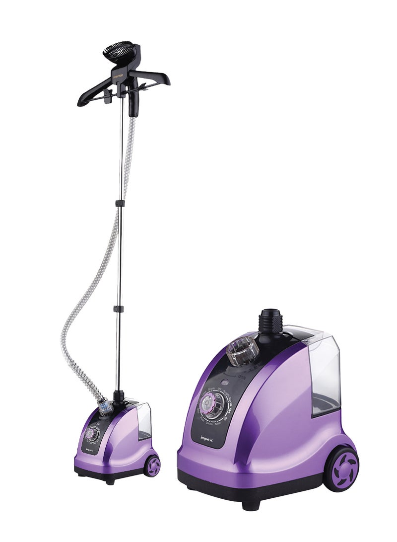 Electric Garment Steamer, 1950W, 38s Preheat, 32g/min Steam Rate, 1.3L WaterTank, 40Min Runtime, AdjustableAluminum Pole, Coat Hanger, Brush & GloveAccessories, Hairbrush Head 1.3 L 1950 W GSM 6010 Purple/Black/Clear