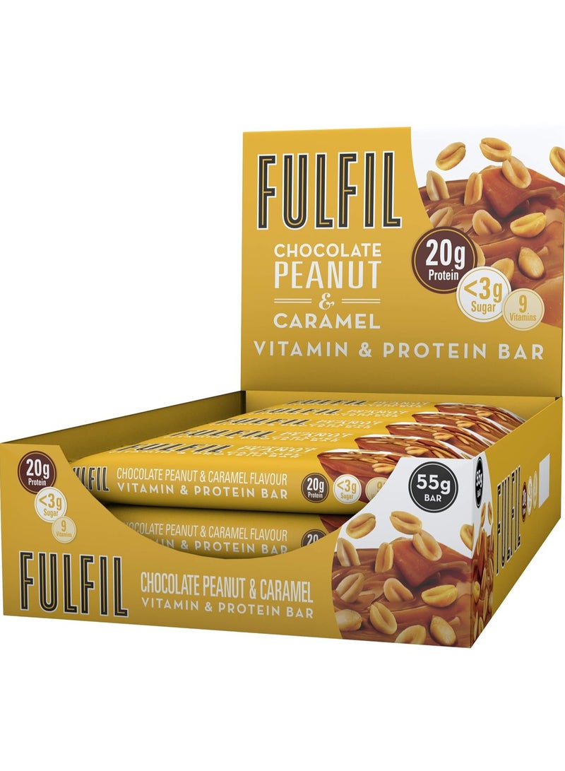 Protein Bar (15 x 55g Bars) — Peanut Caramel Flavour 20g High Protein, 9 Vitamins, Low Sugar