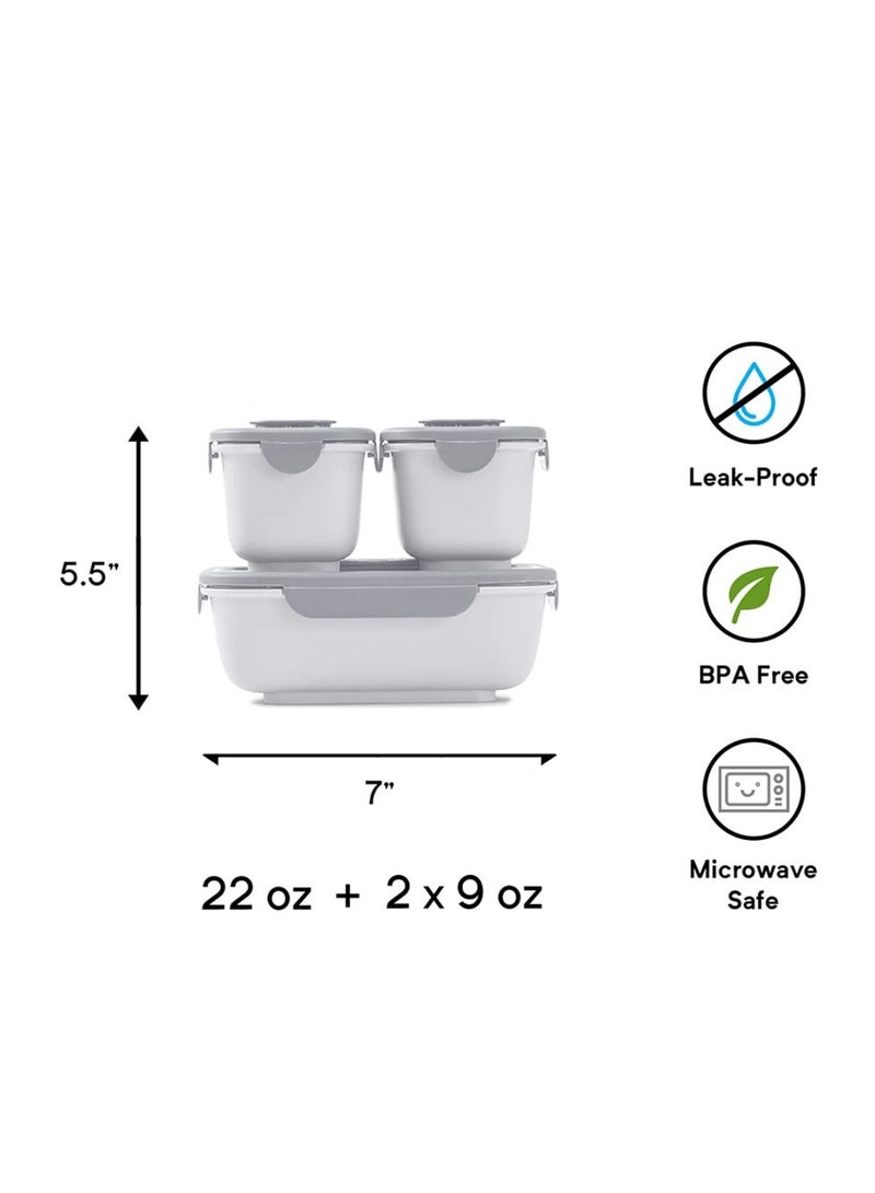 OmieGo Bio Bento Containers, Set of 3-Stone