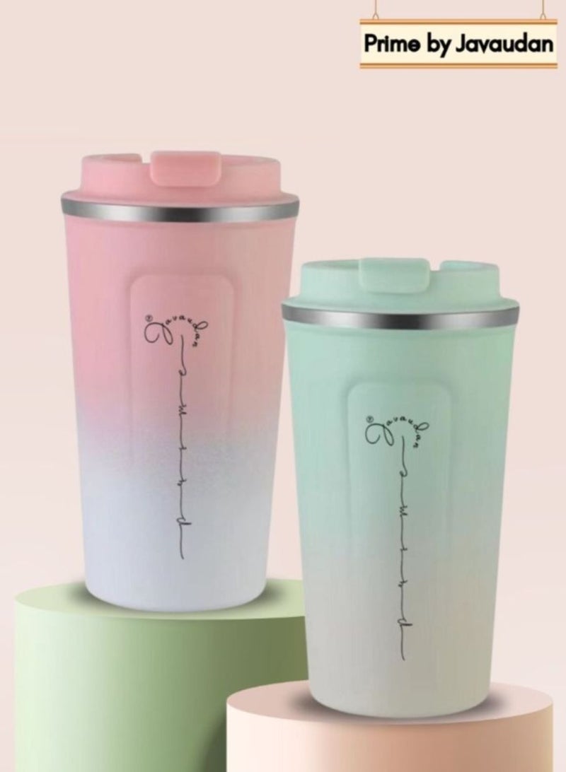 Stainless Steel Travel Coffee Mug Double Layer Vacuum Insulation Coffee Cup Portable 510 ml (2 pcs)