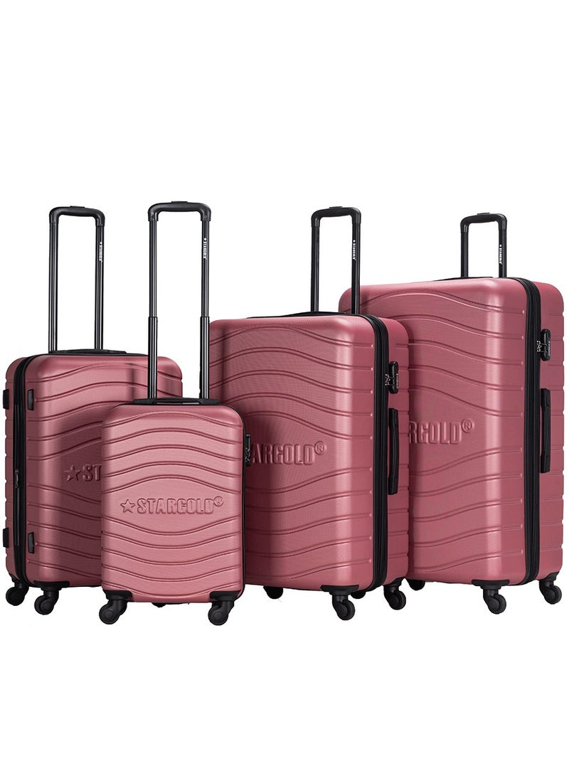 4 Pack Of Hardside Spinner Number Locked Luggage Trolley