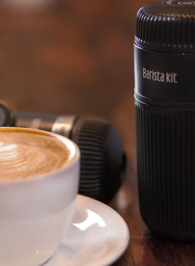 Nanopresso Barista Kit for Ground Coffee, Accessory for Nanopresso, Larger Water Tank up to 140ml, for Lungo Espresso (16 grams of ground coffee basket, tamper, & a bigger cup) Black