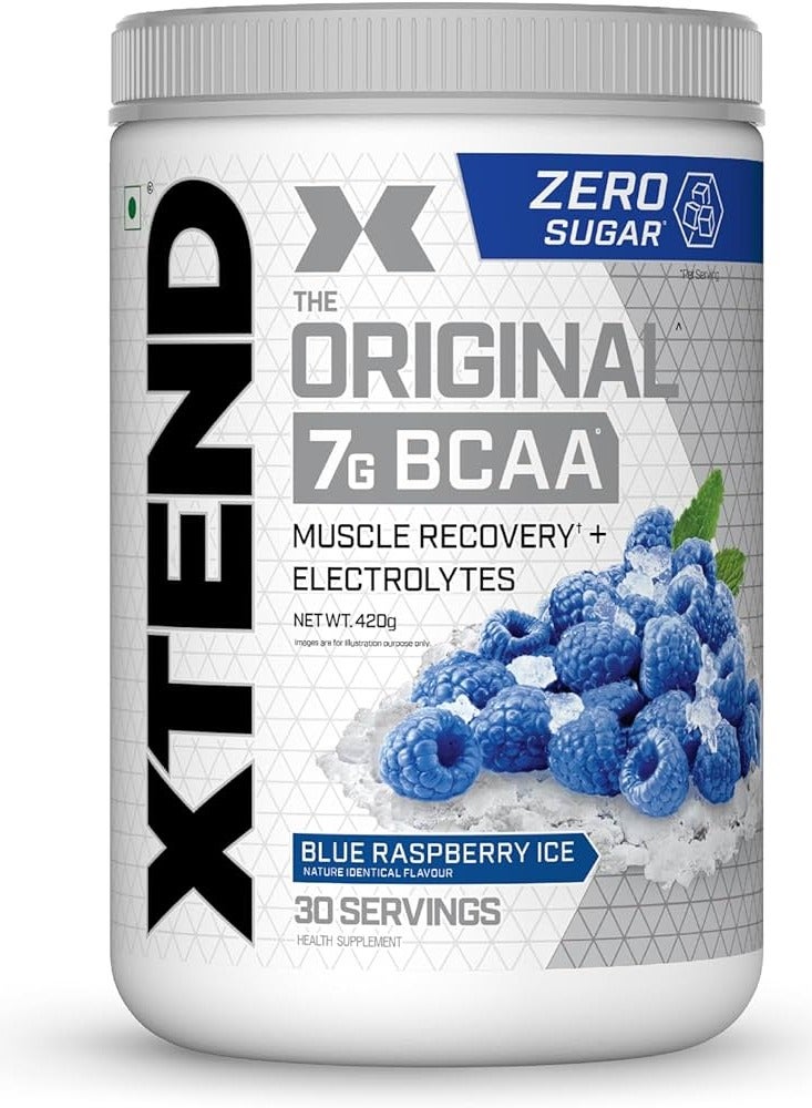 Xtend Original BCAA Powder, Sugar Free Post Workout, Muscle Recovery, Drink With Amino Acids 7g BCAAs, For Men And Women, Blue Raspberry Ice Flavor , 30 Servings