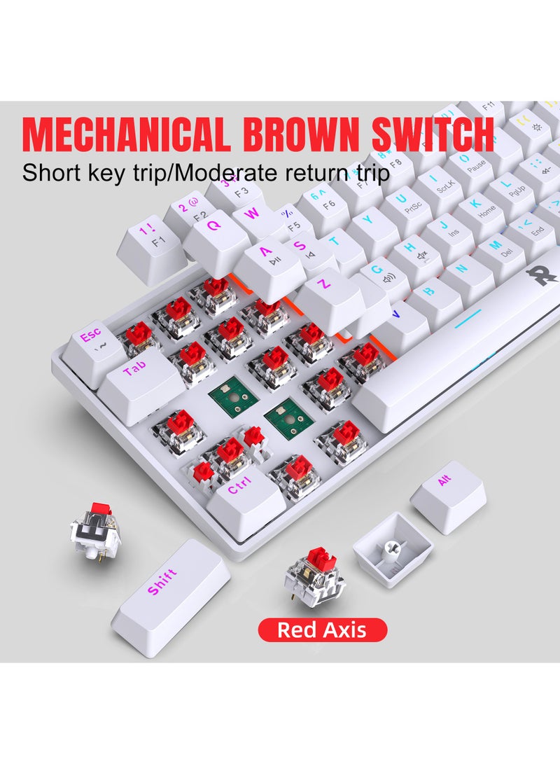 ROCK POW 60% Wired Mechanical Gaming Keyboard 61keys RGB Backlit Ultra-Compact Mini Keyboard Mini Compact Keyboard for PC/Mac Gamer Typist Easy Carry on Trip Red Switch