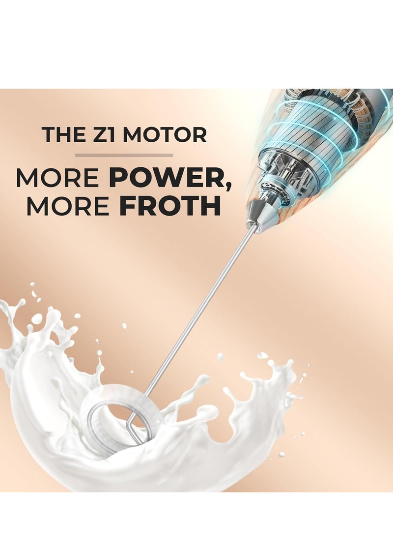 Zulay Original Milk Frother Handheld Foam Maker for Lattes Whisk Drink Mixer for Coffee, Mini Foamer for Cappuccino Frappe, Matcha Hot Chocolate by Milk Boss (Black) - Packaging may vary