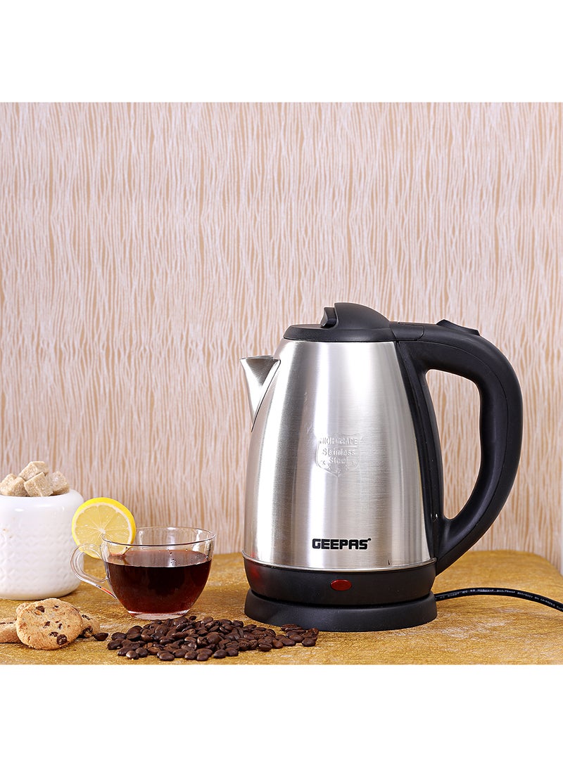 Electric Tea Kettle 1.8 L, Auto Shut Off And Boil Dry Protection, Safety Lock Lid, 360 Degree Rotational Base, Stainless Steel, Ergonomic Handle, Perfect Pour, Large Capacity 1.8 L 1500 W GK5454B Silver/Black