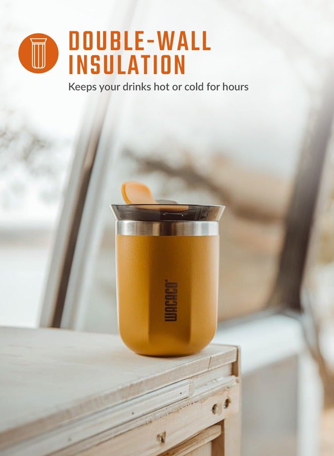 Octaroma CLASSICO Vacuum Insulated Mug (180ml) - Double Wall Stainless Steel Coffee Travel Tumbler w/ Leakproof Drinking Lid, Reusable, Washable, BPA-Free, Hot & Cold - Yellow