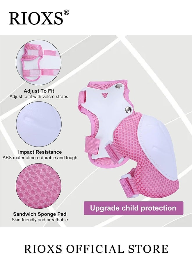 7 Piece Universal Protective Gear Set for Kids Children Comfort Scooter Cycling Bike Helmet Knee and Elbow Pads Set Outdoor Sports Protective Gear Set