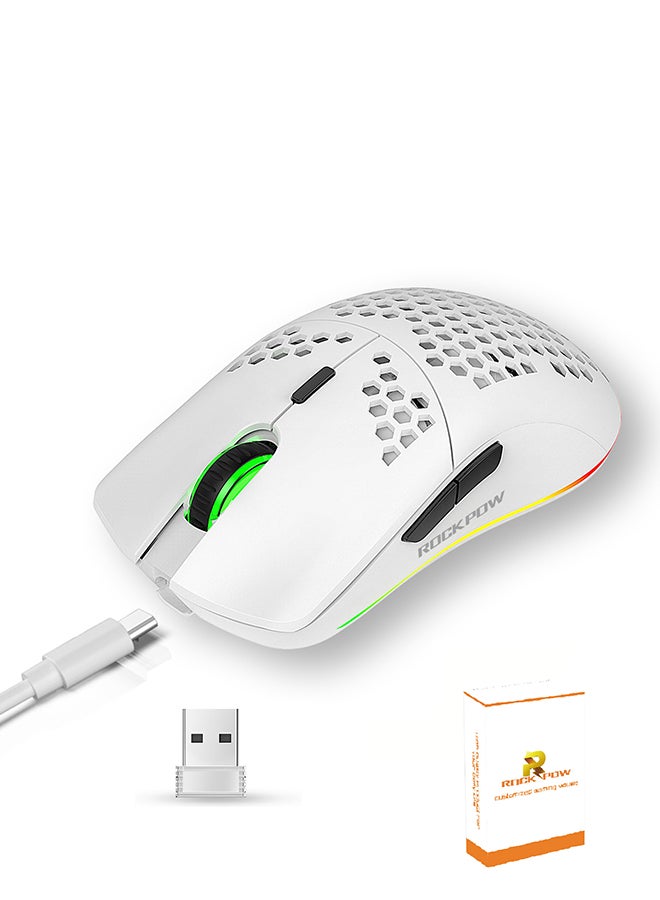 Wireless Gaming Mouse,Honeycomb Hollow Design Ergonomic Wireless Mouse with Backlight, 6 Buttons 4 Speed Adjustable DPI Computer Mouse Rechargeable RGB Gaming Wireless Mouse for Mac Laptop PC