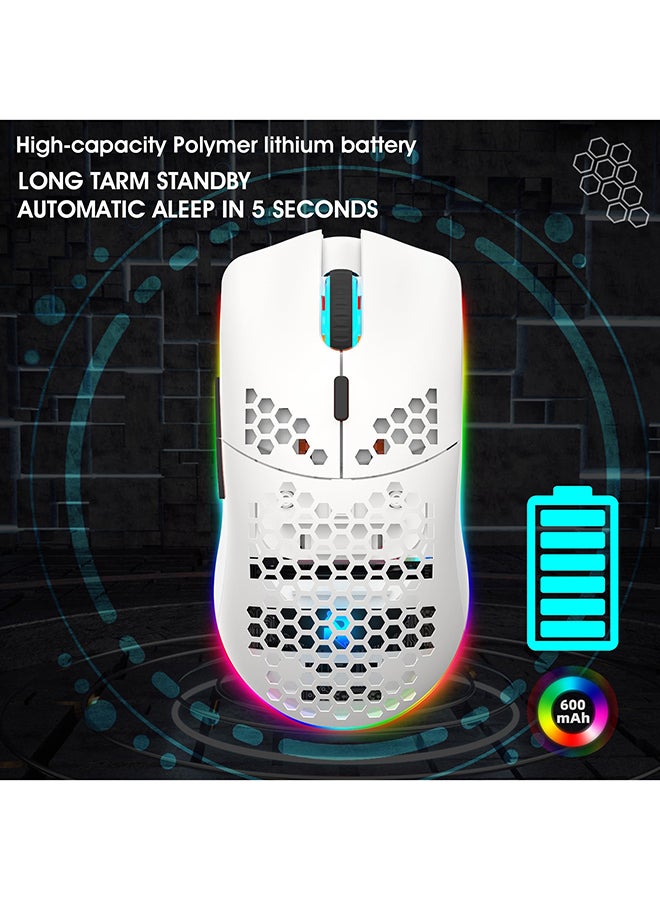 Wireless Gaming Mouse,Honeycomb Hollow Design Ergonomic Wireless Mouse with Backlight, 6 Buttons 4 Speed Adjustable DPI Computer Mouse Rechargeable RGB Gaming Wireless Mouse for Mac Laptop PC