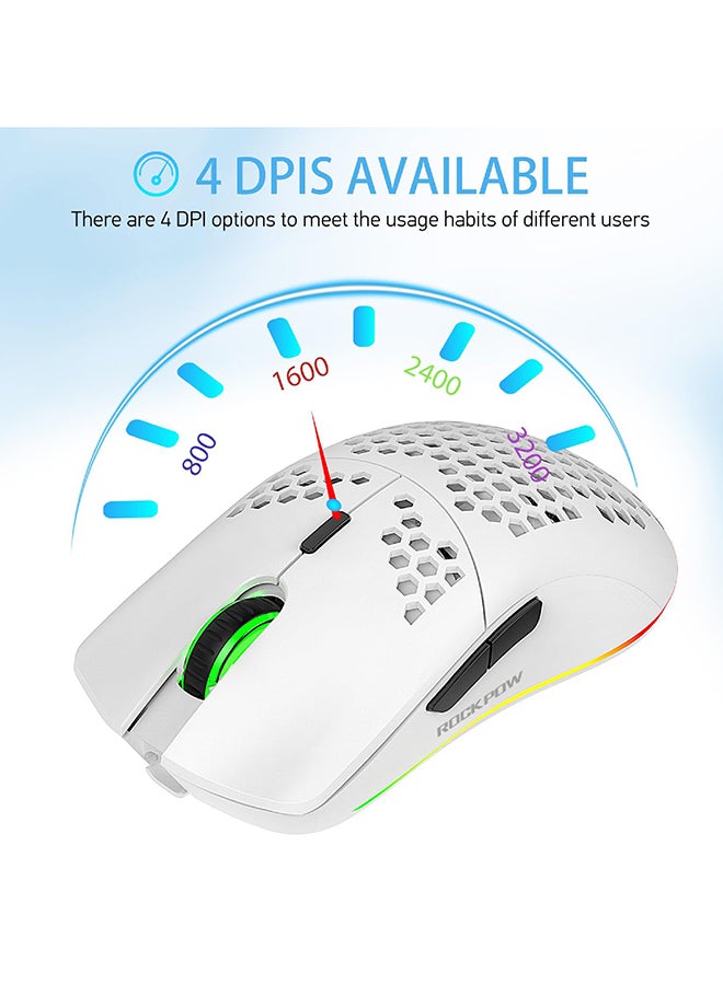 Wireless Gaming Mouse,Honeycomb Hollow Design Ergonomic Wireless Mouse with Backlight, 6 Buttons 4 Speed Adjustable DPI Computer Mouse Rechargeable RGB Gaming Wireless Mouse for Mac Laptop PC