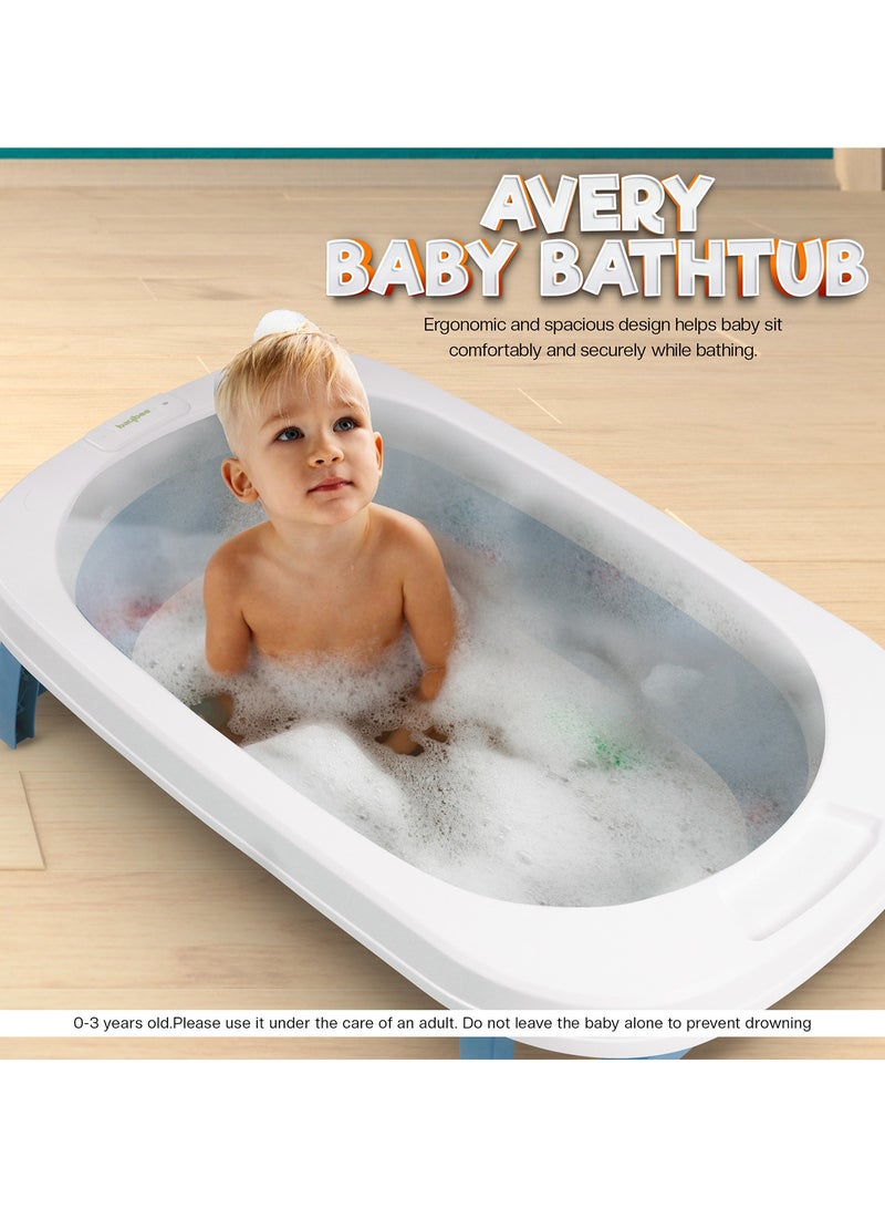 Baybee Avery Foldable Baby Bath Tub for Kids, Baby Bath Seat with Soft Cushion & Drainer, Kids Bathtub for Baby with Non-Slip Base, Kids baby bath tub for 0 to 2 years Old