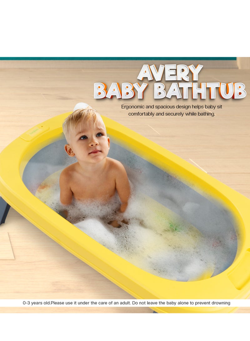 Baybee Avery Foldable Baby Bath Tub for Kids, Baby Bath Seat with Soft Cushion & Drainer, Kids Bathtub for Baby with Non-Slip Base, Kids baby bath tub for 0 to 2 years Old