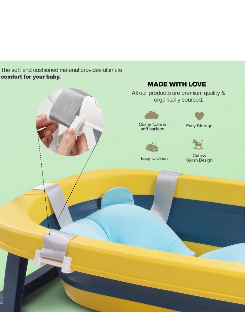 Baybee Avery Foldable Baby Bath Tub for Kids, Baby Bath Seat with Soft Cushion & Drainer, Kids Bathtub for Baby with Non-Slip Base, Kids baby bath tub for 0 to 2 years Old