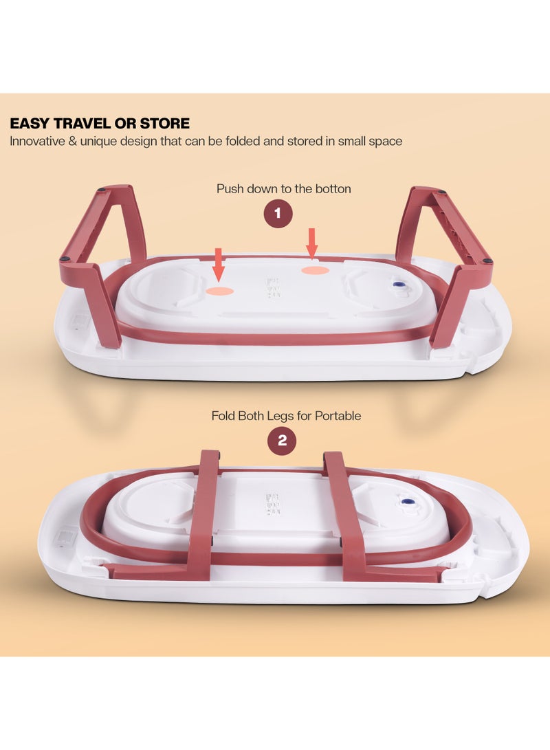 Baybee Avery Foldable Baby Bath Tub for Kids, Baby Bath Seat with Soft Cushion & Drainer, Kids Bathtub for Baby with Non-Slip Base, Kids baby bath tub for 0 to 2 years Old