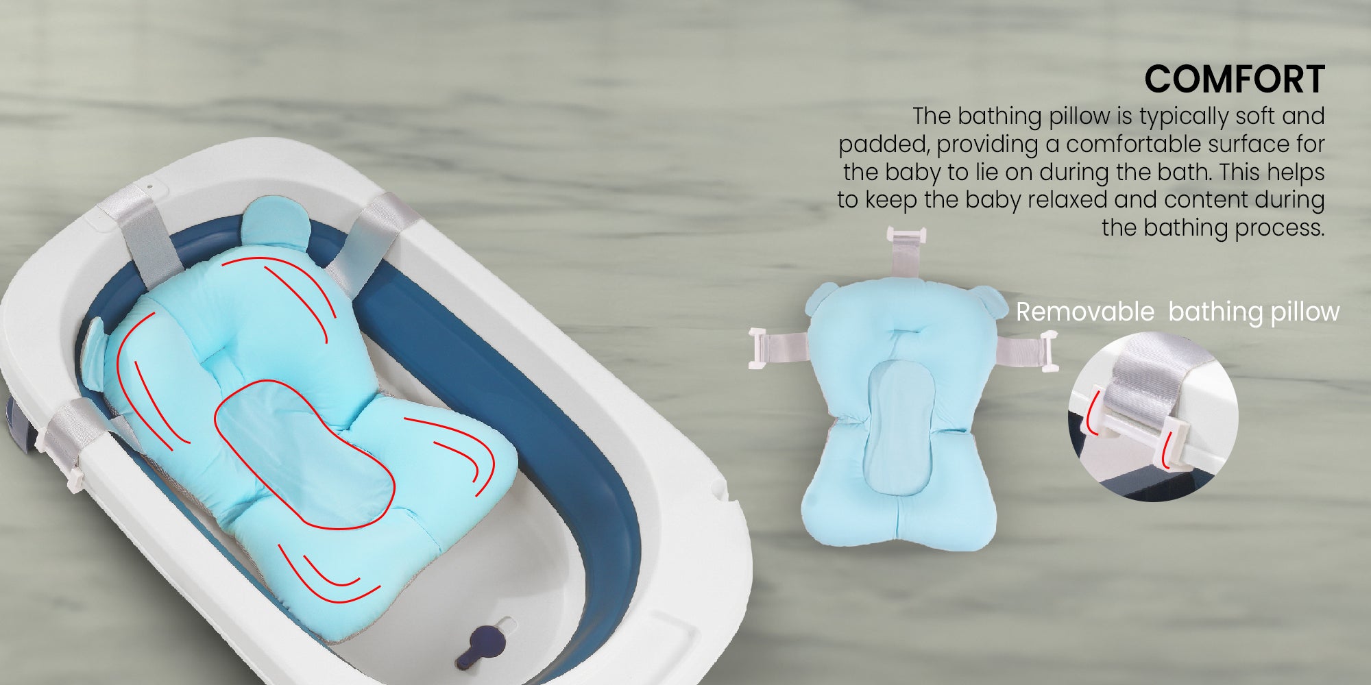 Baybee Avery Foldable Baby Bath Tub for Kids, Baby Bath Seat with Soft Cushion & Drainer, Kids Bathtub for Baby with Non-Slip Base, Kids baby bath tub for 0 to 2 years Old