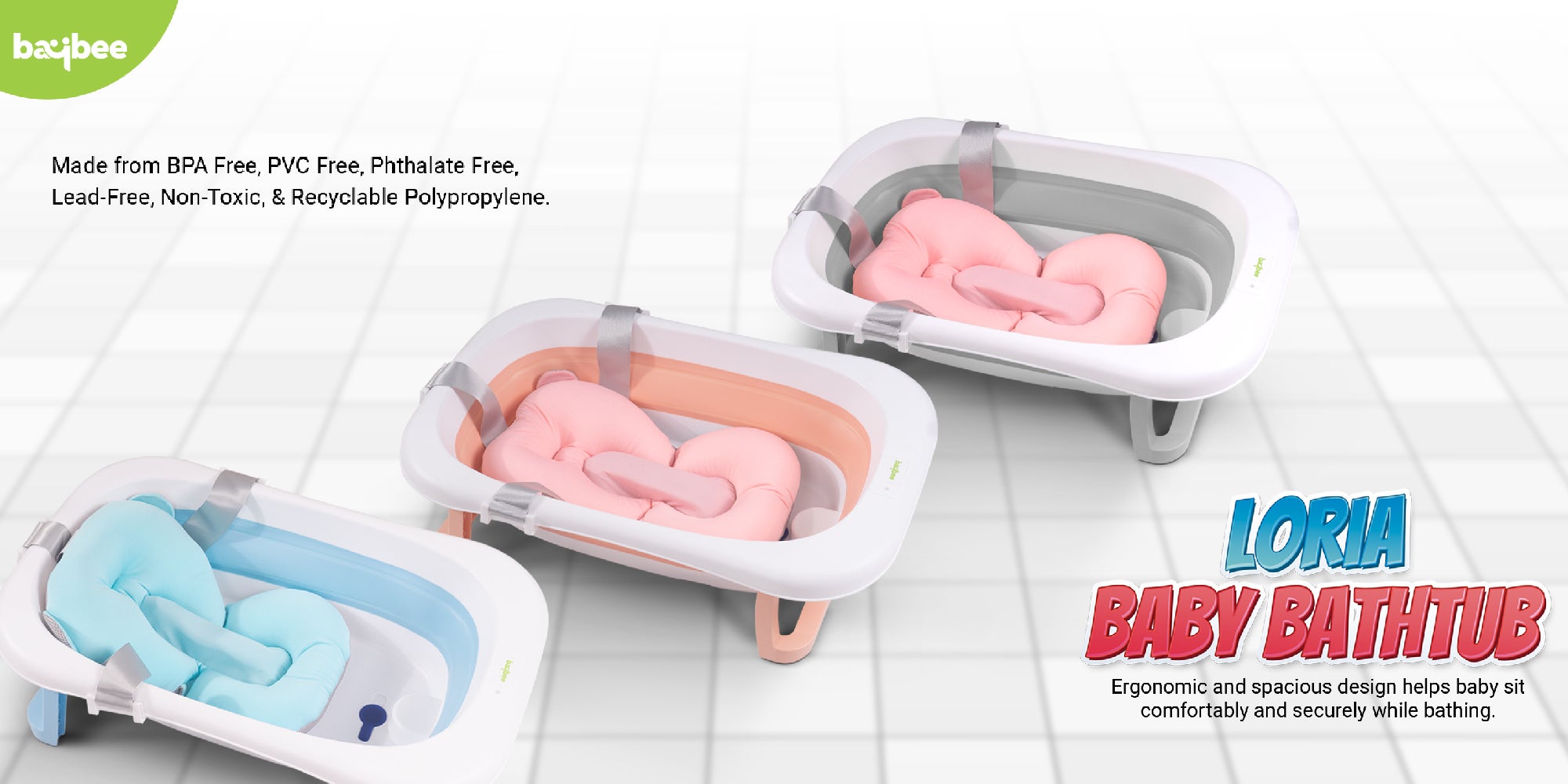 Baybee Loria Foldable Baby Bath Tub for Kids, Baby Bath Seat Mini Swimming Pool, Kids Bathtub for Baby with Non-Slip Base, Kids baby bath tub for 0 to 2 years Old