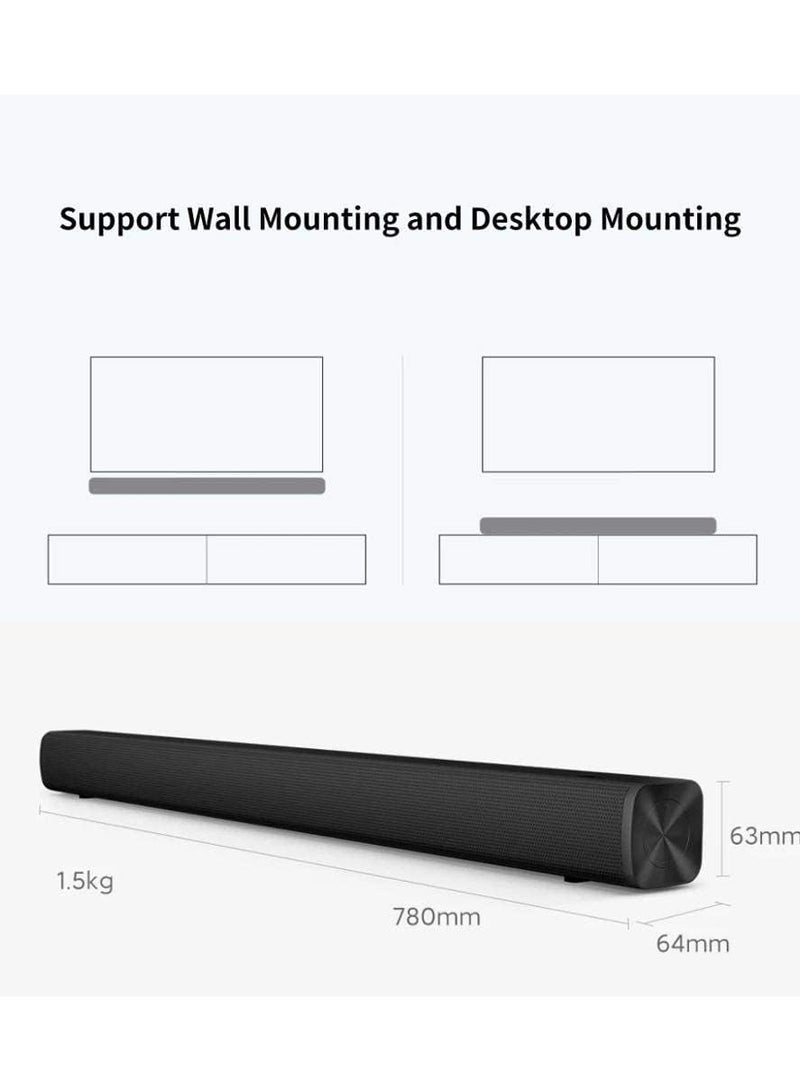 TV Soundbar Bluetooth Speaker Deep Bass 30W Speaker Wired & Wireless Bluetooth 5.0 / SPDIF / AUX - Black