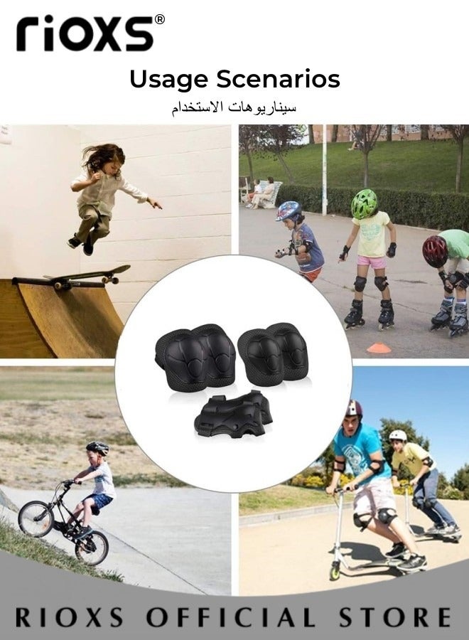 7 Piece Universal Protective Gear Set for Kids Children Comfort Scooter Cycling Bike Helmet Knee and Elbow Pads Set Outdoor Sports Protective Gear Set