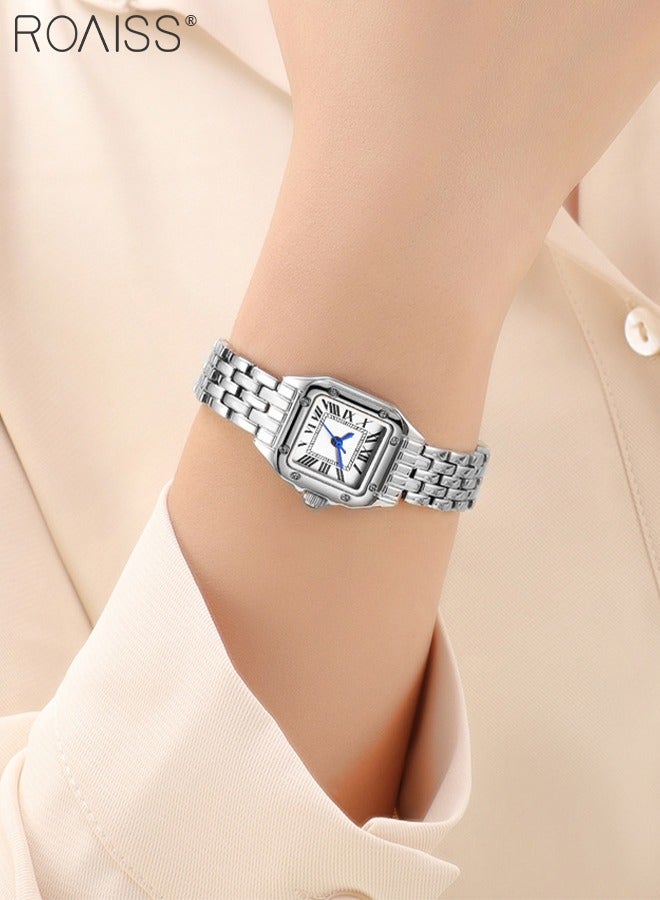 Women's Alloy Strap Quartz Watch Analog Display Small Square Roman Numerals Dial Waterproof Fashion Wristwatch as Gift for Ladies