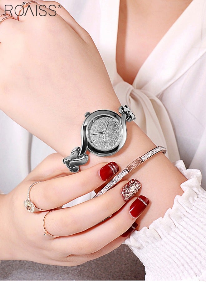 Women's Bracelet Quartz Watch, Analog Display Round Silver Dial Watch, Waterproof Elegant Watch as Gift for Women